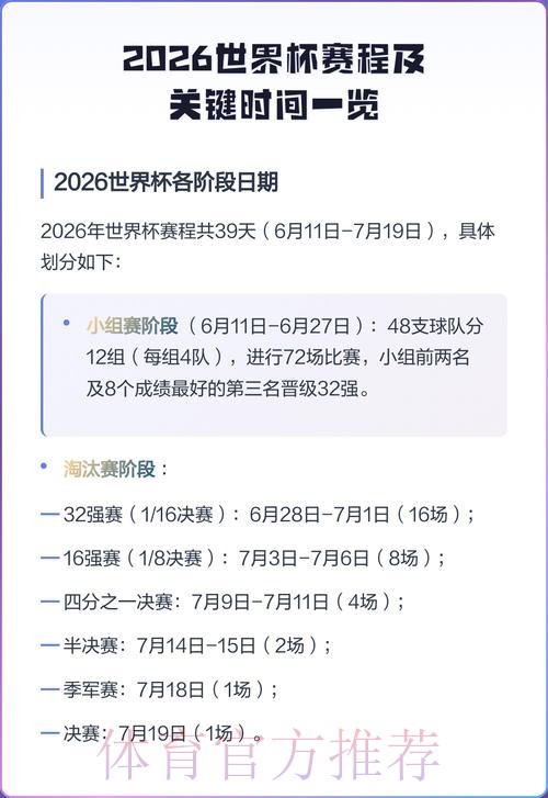2026世界杯每日赛程一览最新时间表免费观看